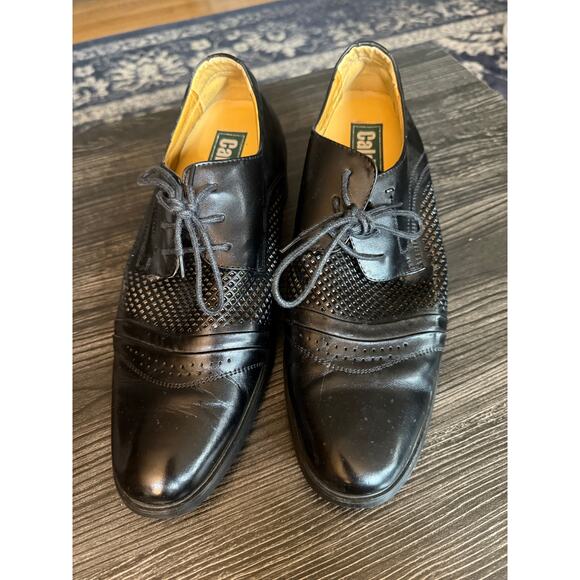 Calden Invisible Height Leather Lace-Up Oxford Shoes Classic Pointed Toe Sz. 10M - Picture 1 of 7